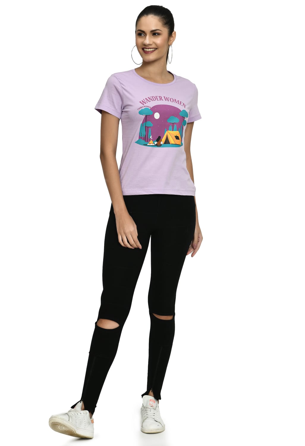 Orchid Bloom Crew Neck Stretchable T-Shirt