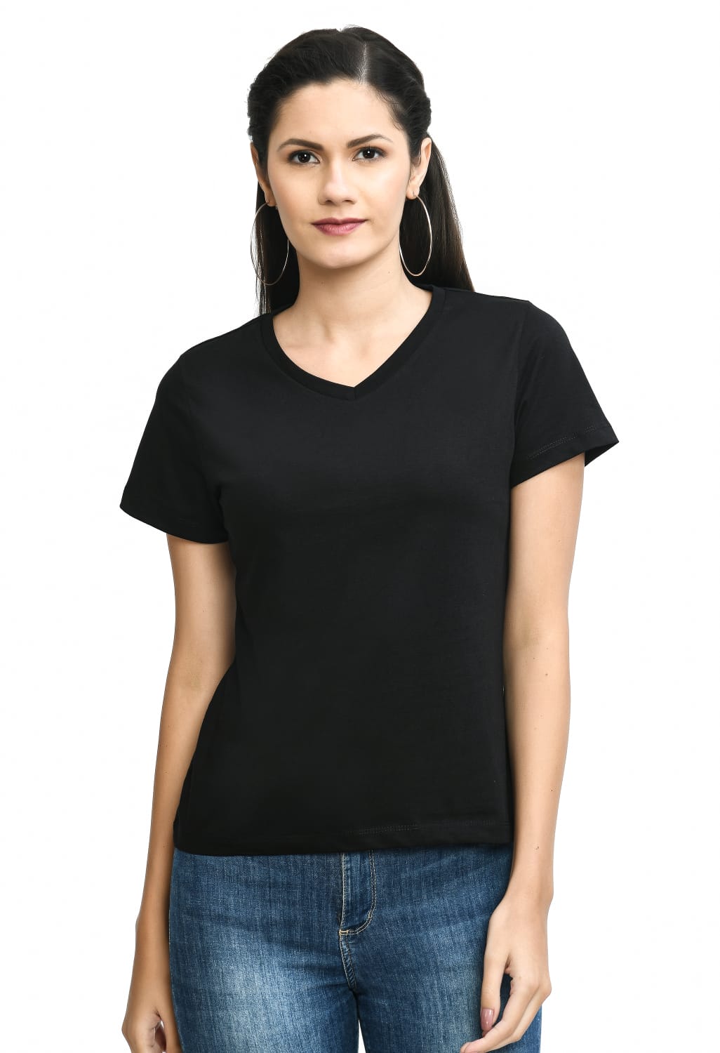 Black V-Neck Comfort Fashion T-Shirt