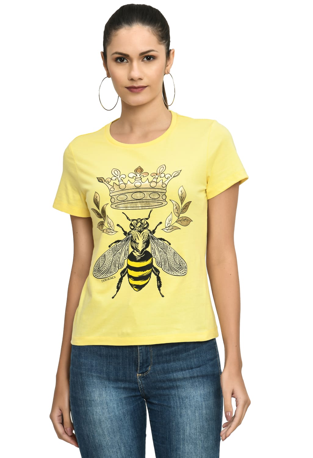 Popcorn Yellow Crew Neck Comfort T-Shirt