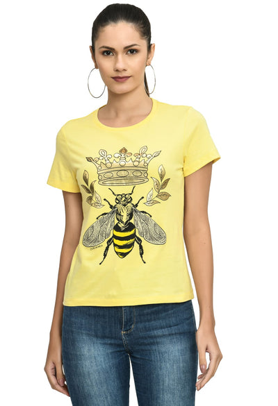 Popcorn Yellow Crew Neck Comfort T-Shirt