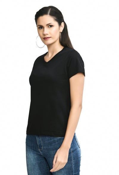 Black V-Neck Comfort Fashion T-Shirt