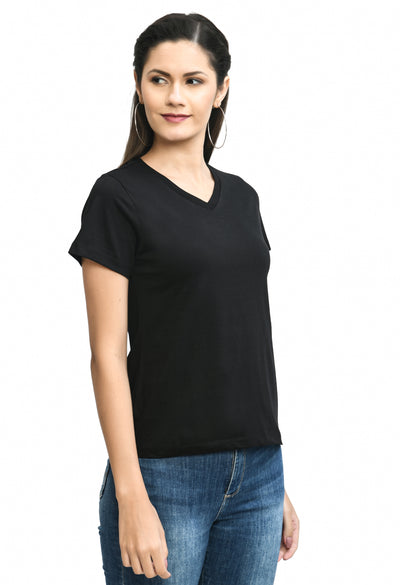 Black V-Neck Comfort Fashion T-Shirt