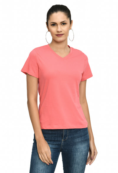 Bubblegum Pink V-Neck Comfort Fashion T-Shirt