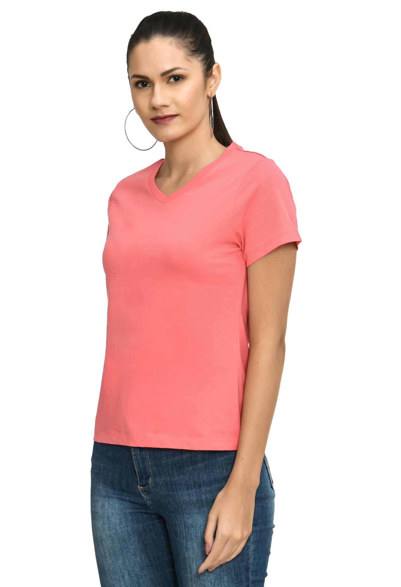 Bubblegum Pink V-Neck Comfort Fashion T-Shirt