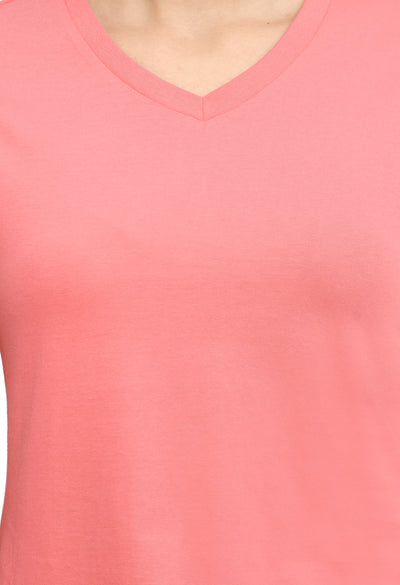 Bubblegum Pink V-Neck Comfort Fashion T-Shirt