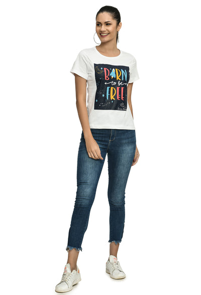 White Crew Neck Stretchable T-Shirt