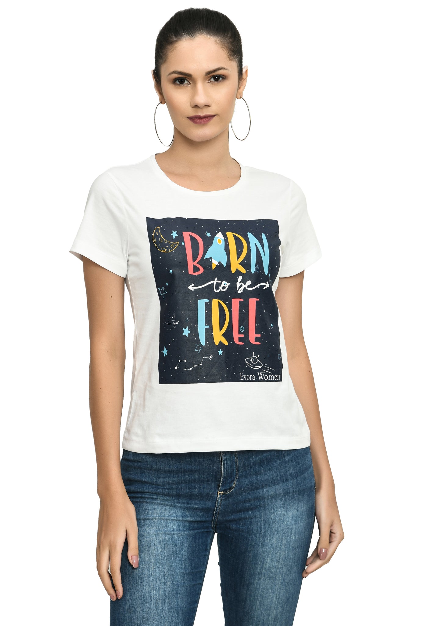 White Crew Neck Stretchable T-Shirt