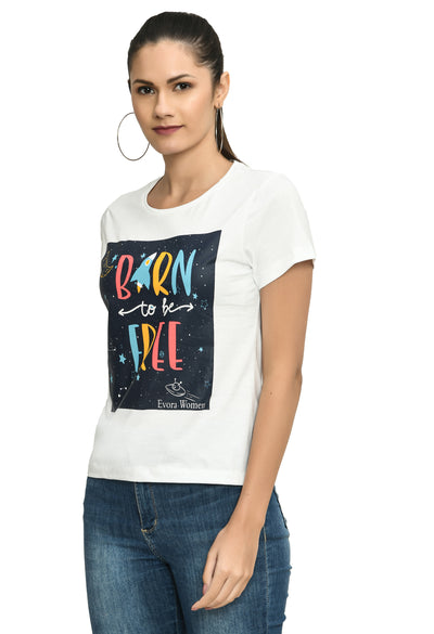 White Crew Neck Stretchable T-Shirt