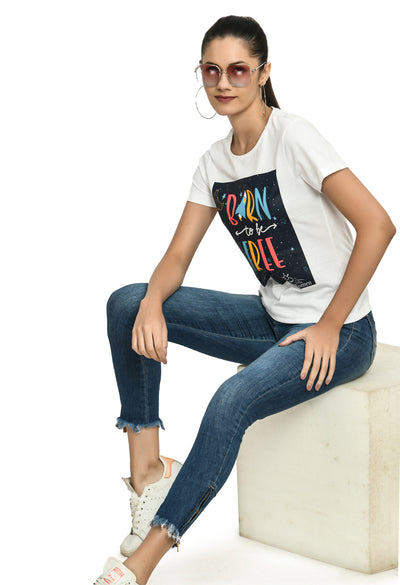 White Crew Neck Stretchable T-Shirt