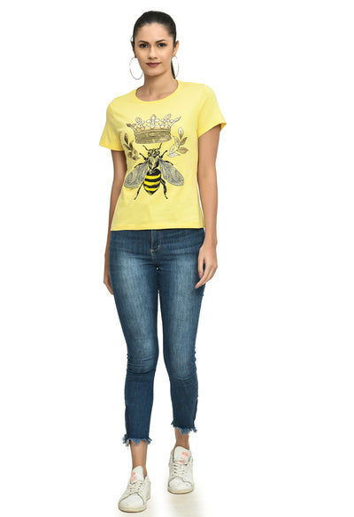 Popcorn Yellow Crew Neck Comfort T-Shirt