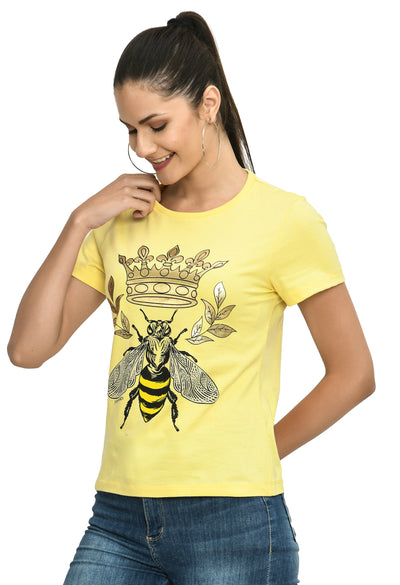 Popcorn Yellow Crew Neck Comfort T-Shirt