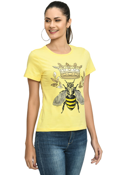 Popcorn Yellow Crew Neck Comfort T-Shirt