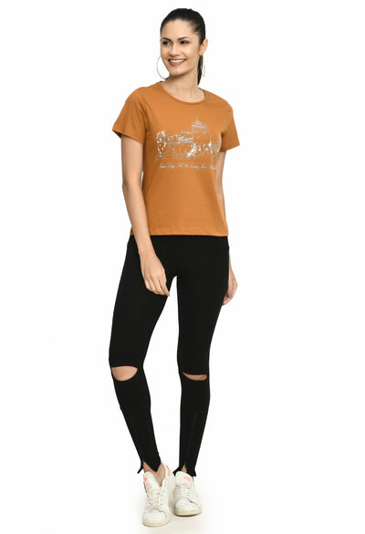 Sudan Brown Crew Neck Soft Fine T-Shirt