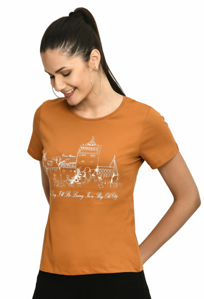 Sudan Brown Crew Neck Soft Fine T-Shirt