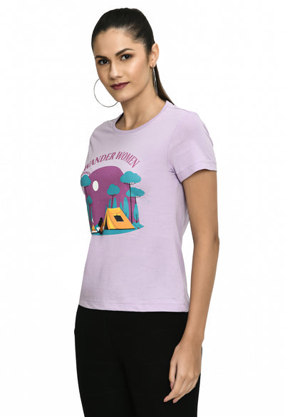 Orchid Bloom Crew Neck Stretchable T-Shirt