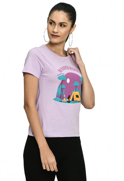 Orchid Bloom Crew Neck Stretchable T-Shirt