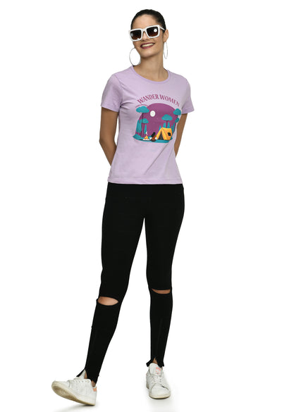 Orchid Bloom Crew Neck Stretchable T-Shirt