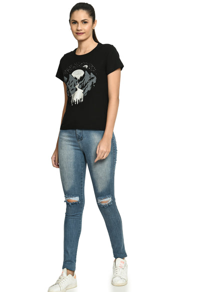 Black Crew Neck Fashion T-Shirt