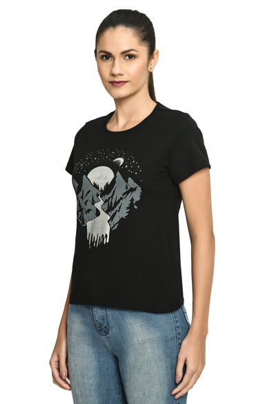Black Crew Neck Fashion T-Shirt