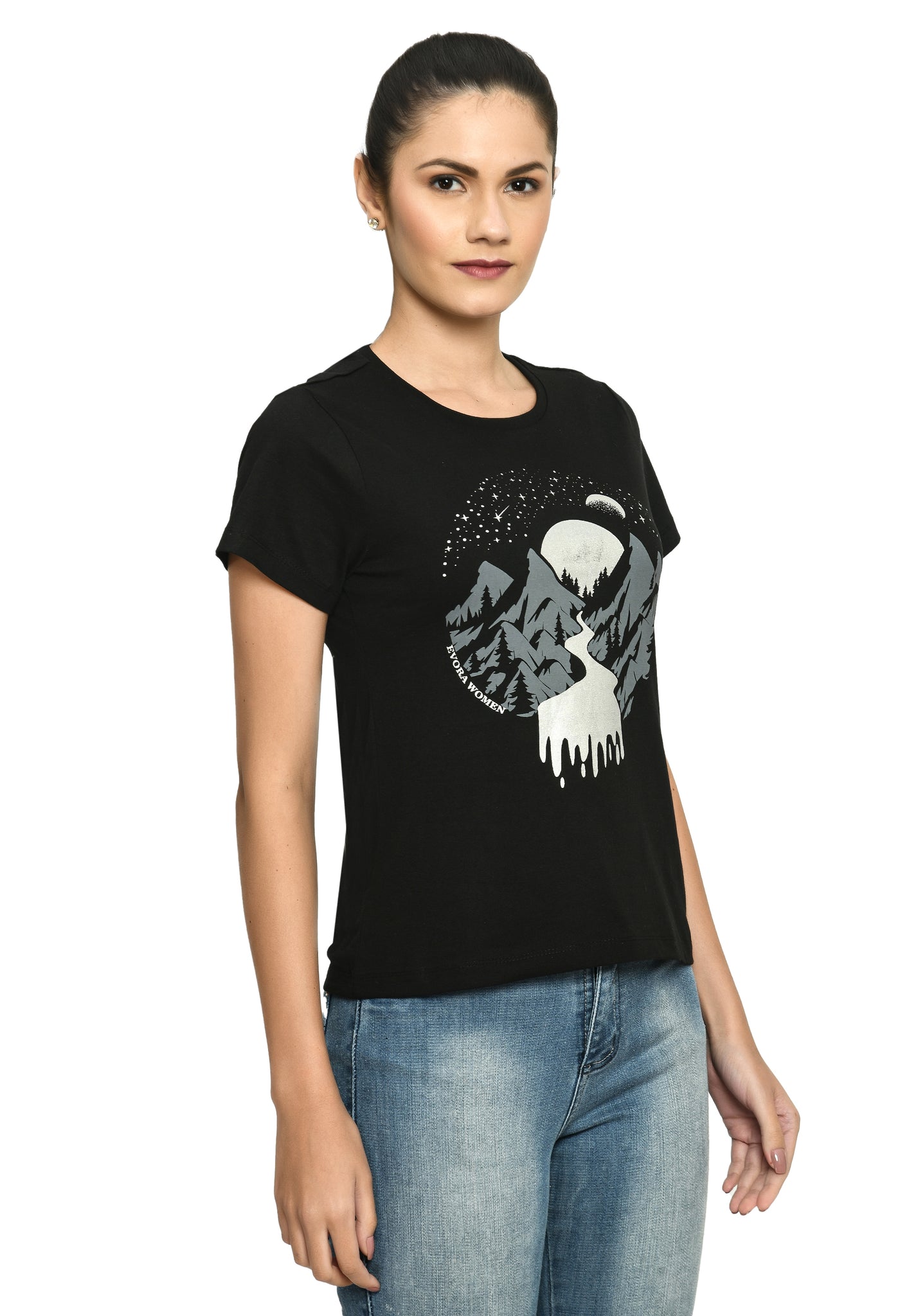 Black Crew Neck Fashion T-Shirt
