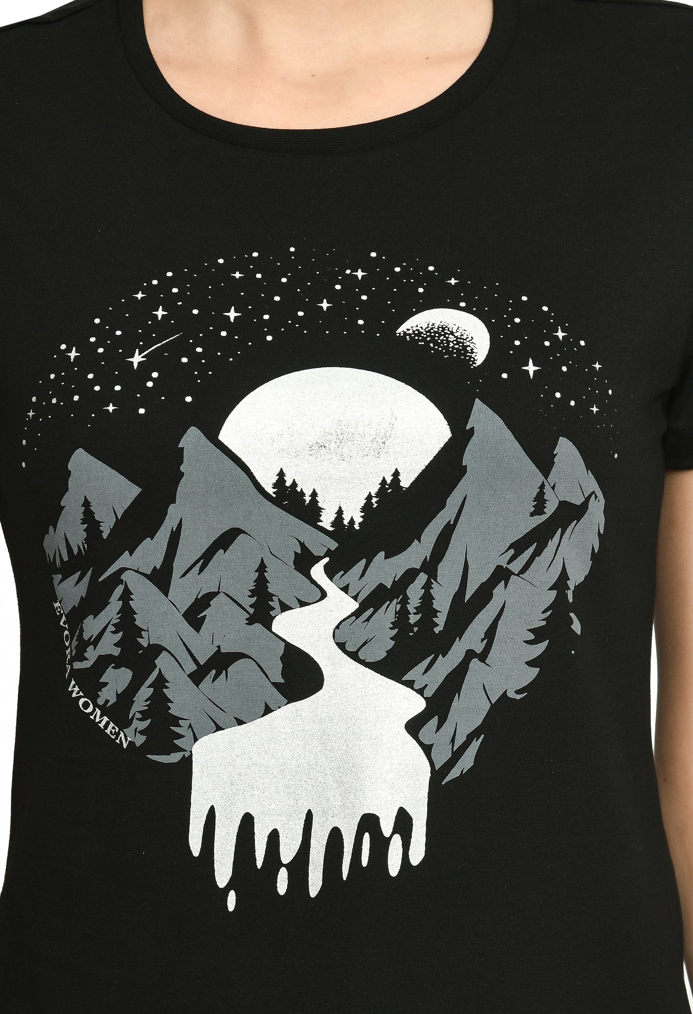 Black Crew Neck Fashion T-Shirt
