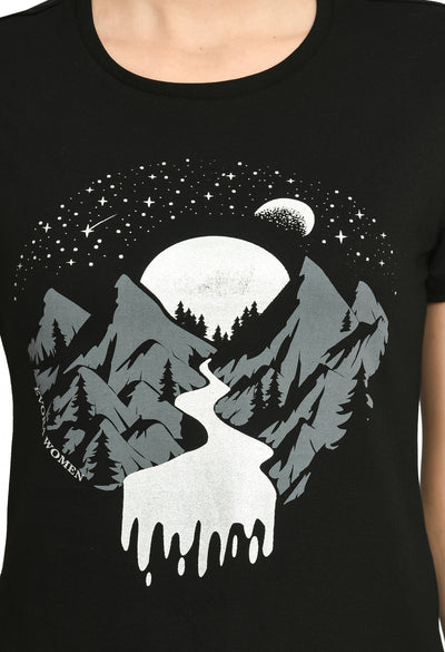 Black Crew Neck Fashion T-Shirt