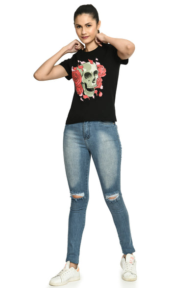 Ladies Black Amazing Fabric Rock T-Shirt