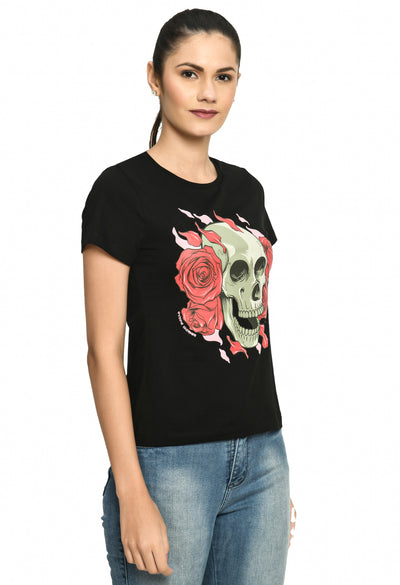 Ladies Black Amazing Fabric Rock T-Shirt