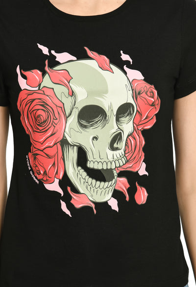 Ladies Black Amazing Fabric Rock T-Shirt