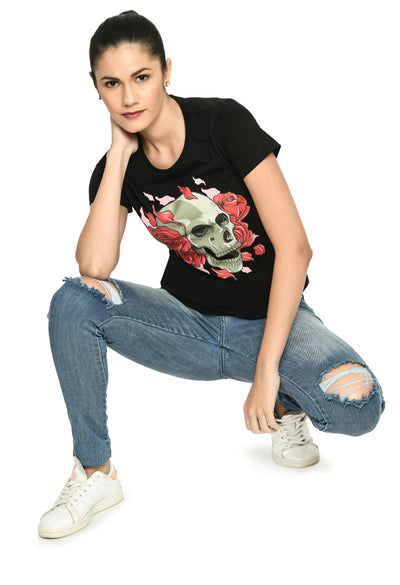 Ladies Black Amazing Fabric Rock T-Shirt