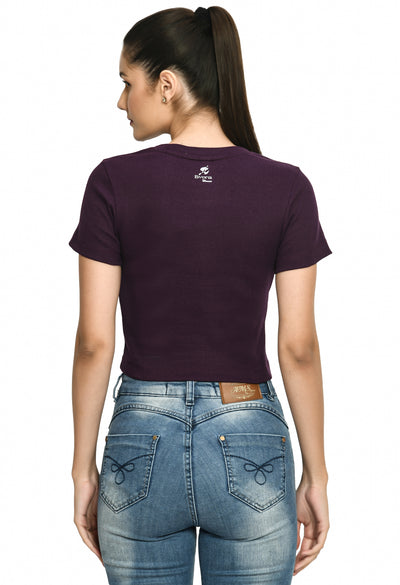 Ladies Rib Violet Comfort Crop Top