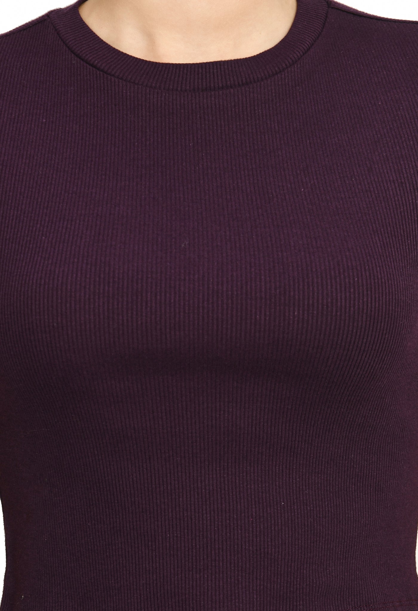Ladies Rib Violet Comfort Crop Top