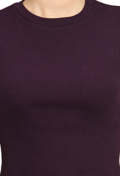 Ladies Rib Violet Comfort Crop Top