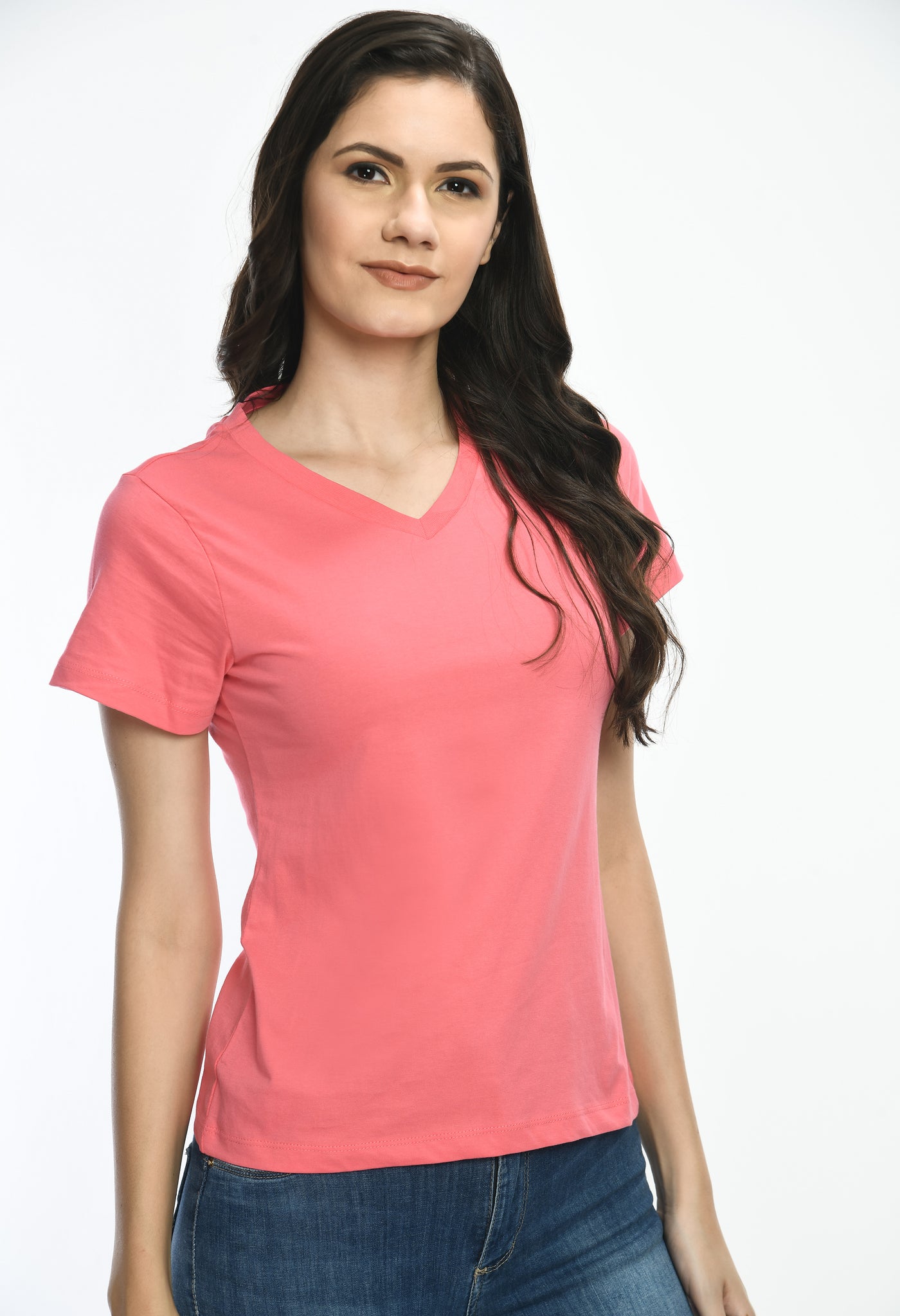 Bubblegum Pink V-Neck Comfort Fashion T-Shirt