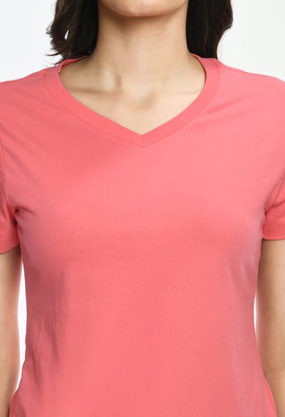 Bubblegum Pink V-Neck Comfort Fashion T-Shirt
