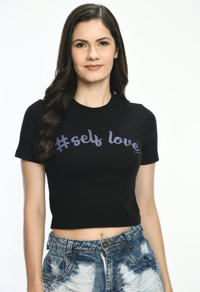 Ladies Crop Top Style Black