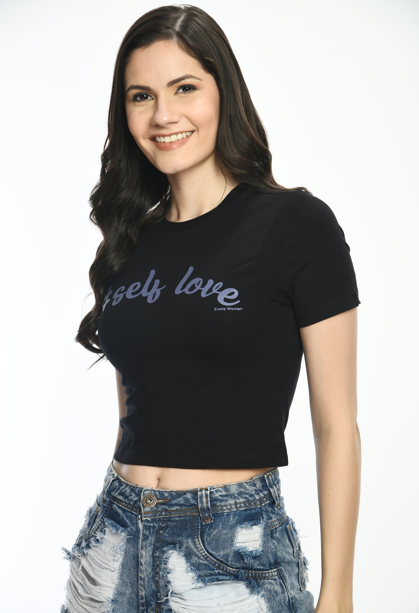 Ladies Crop Top Style Black