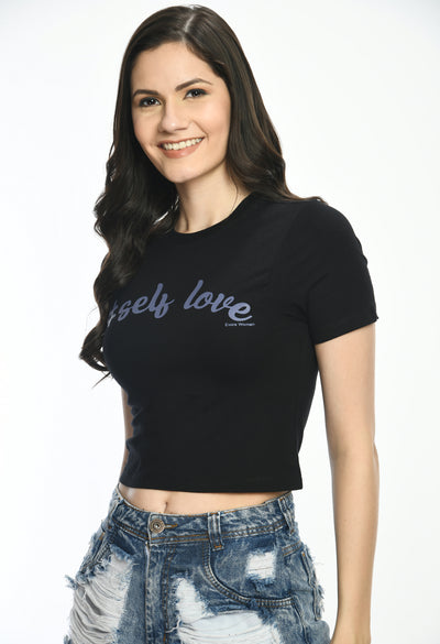Ladies Crop Top Style Black