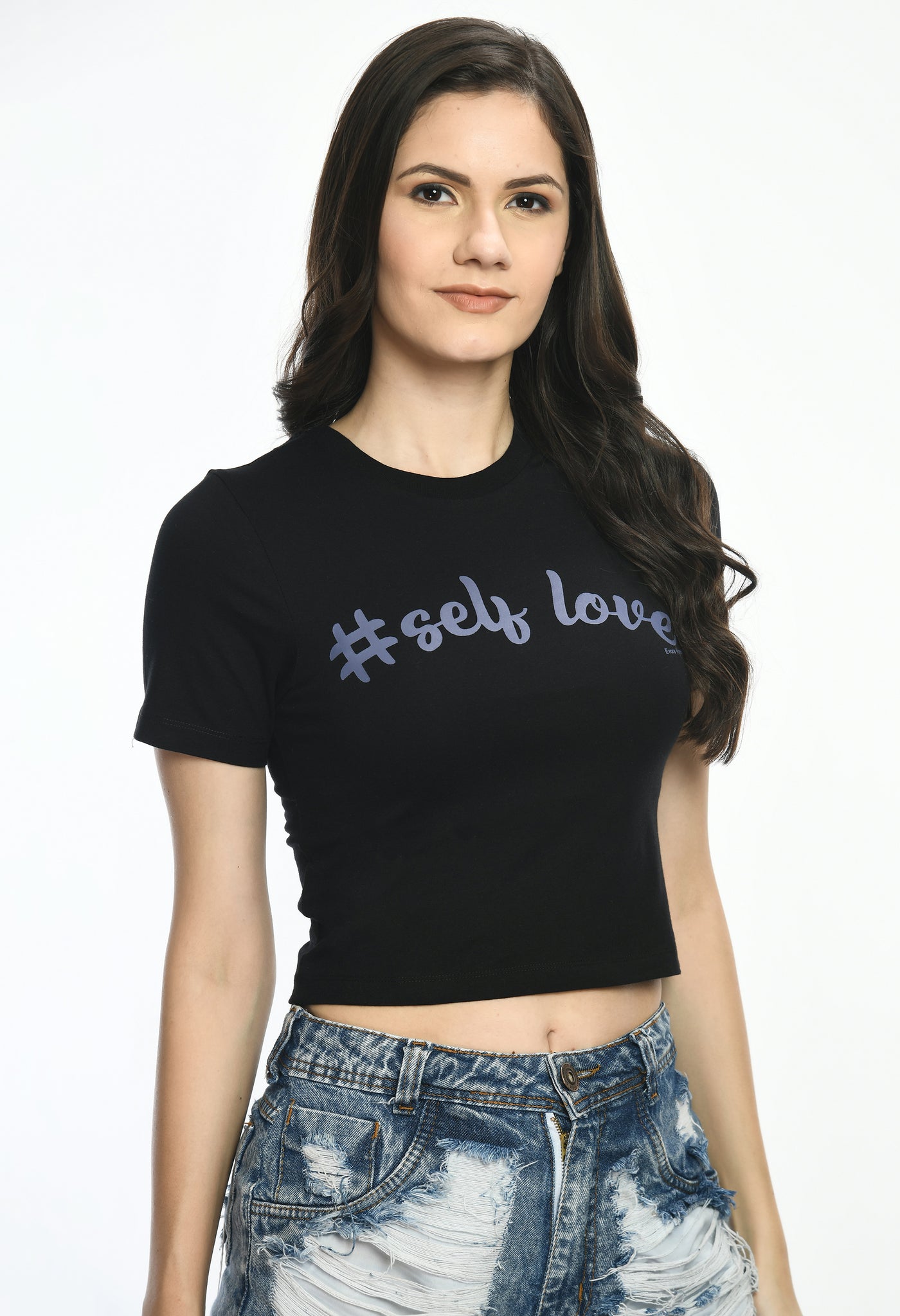 Ladies Crop Top Style Black