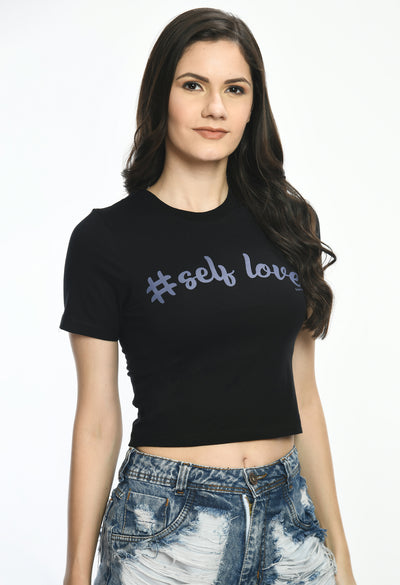 Ladies Crop Top Style Black