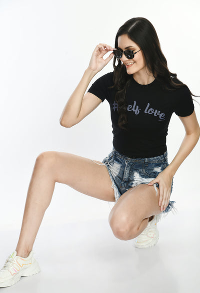 Ladies Crop Top Style Black