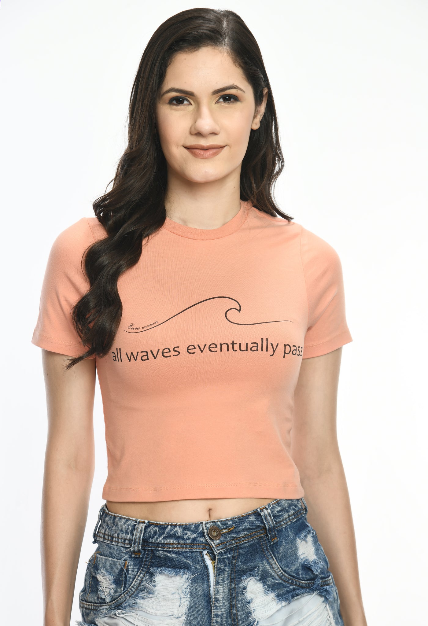Ladies Crop Top Style Peach Pink