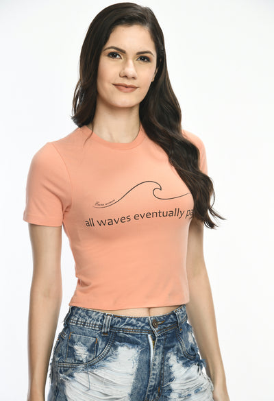 Ladies Crop Top Style Peach Pink