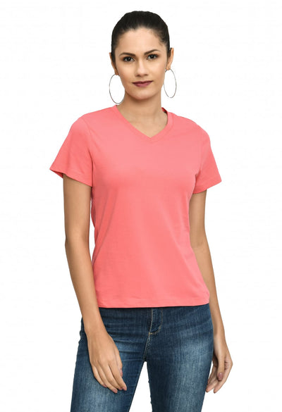 Bubblegum Pink V-Neck Comfort Fashion T-Shirt